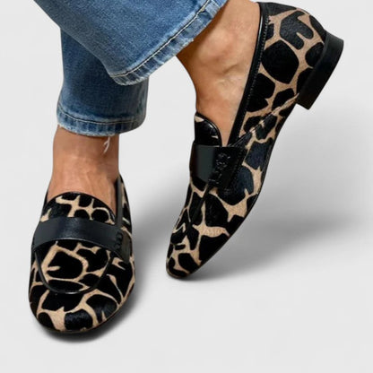 Women’s Slip-On Loafers – Printed Low Heel Casual Shoes