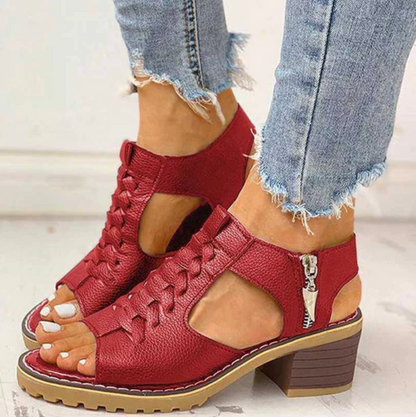 Morgan | Summer Block Heel Sandals with Lace Detail