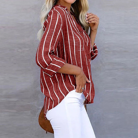 Vaelith | Women’s Striped Long Sleeve Casual Button Blouse