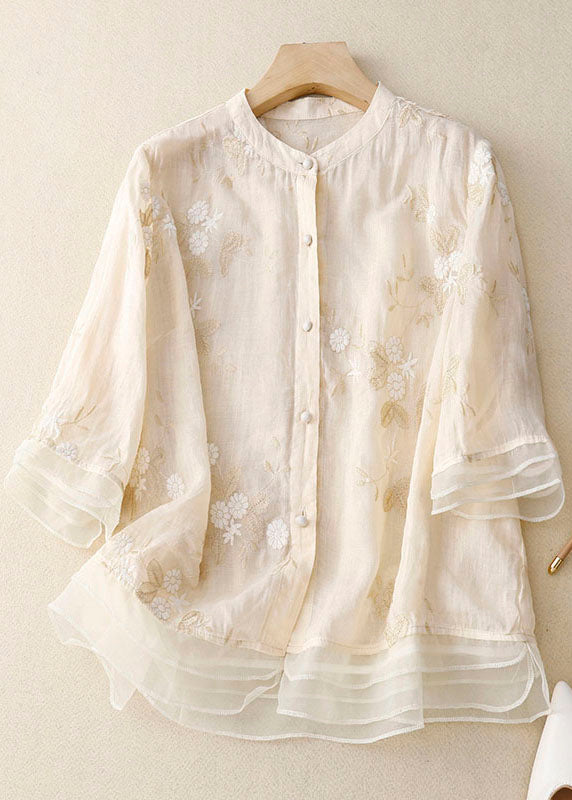 Avery | Lightweight Embroidered Summer Button Top