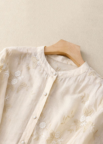 Avery | Lightweight Embroidered Summer Button Top
