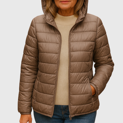 Women’s Hooded Zip-Up Puffer Jacket – Lightweight Everyday Outerwear