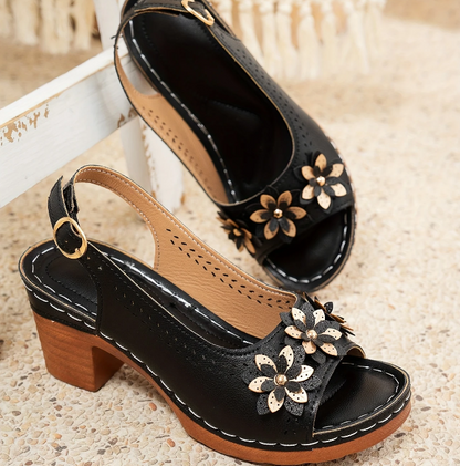 Morgan | Summer Slingback Heeled Sandals with Floral Detail