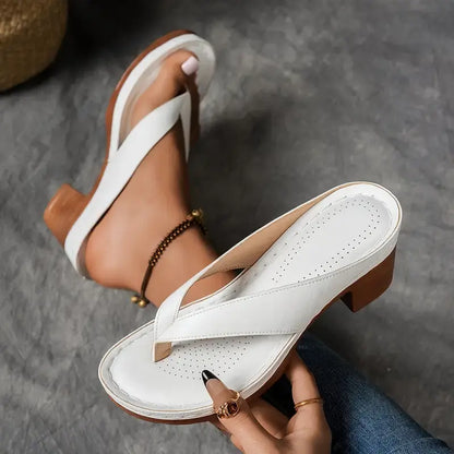 Riley | Summer Heeled Slide Sandals with Strap