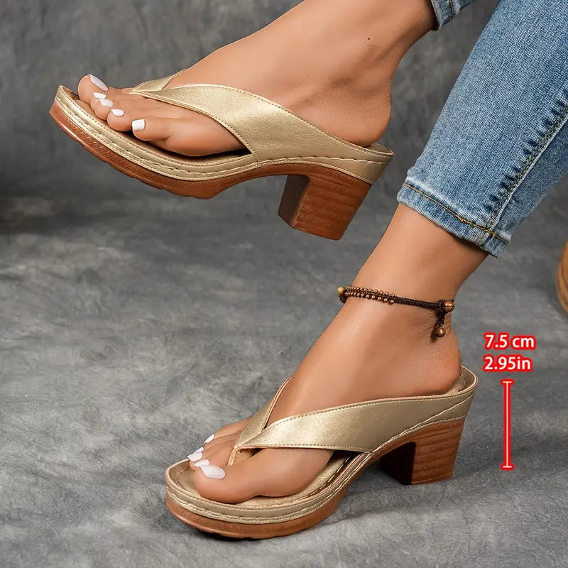 Riley | Summer Heeled Slide Sandals with Strap