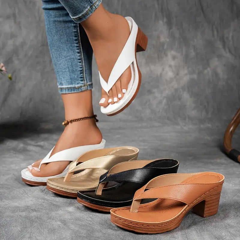 Riley | Summer Heeled Slide Sandals with Strap