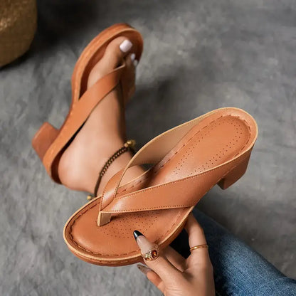 Riley | Summer Heeled Slide Sandals with Strap