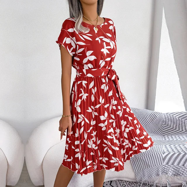 Sorrelia | Printed Midi Dress with Tie Waist