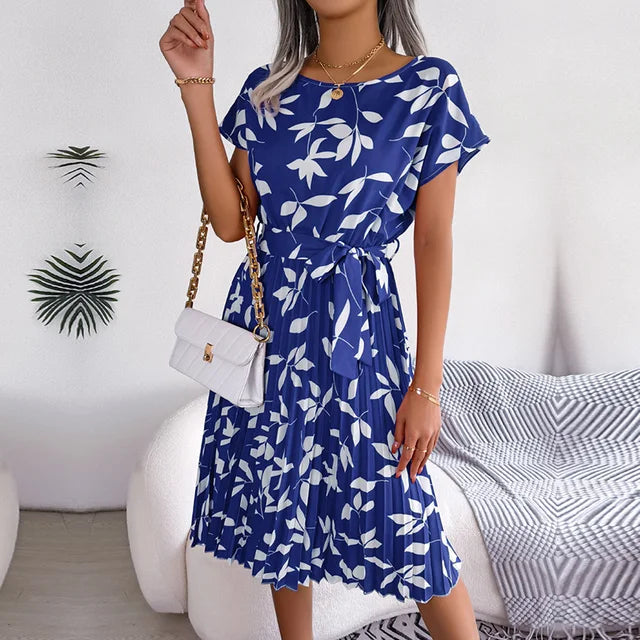 Sorrelia | Printed Midi Dress with Tie Waist