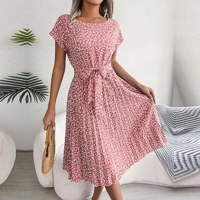 Sorrelia | Printed Midi Dress with Tie Waist