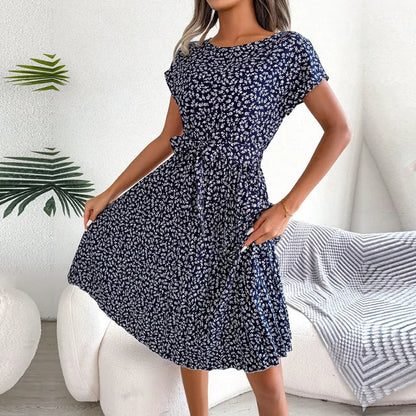 Sorrelia | Printed Midi Dress with Tie Waist