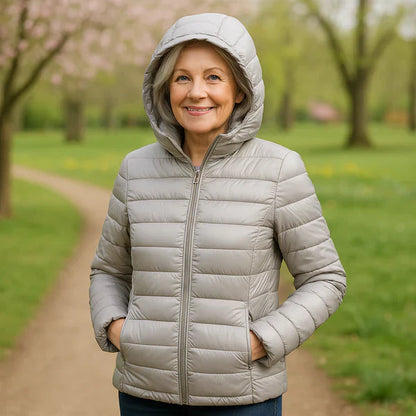Women’s Quilted Jacket – Zip-Front Long Sleeve Outerwear