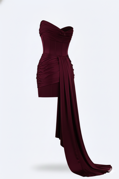 Women’s Short Evening Dress – Elegant Asymmetric Draped Style