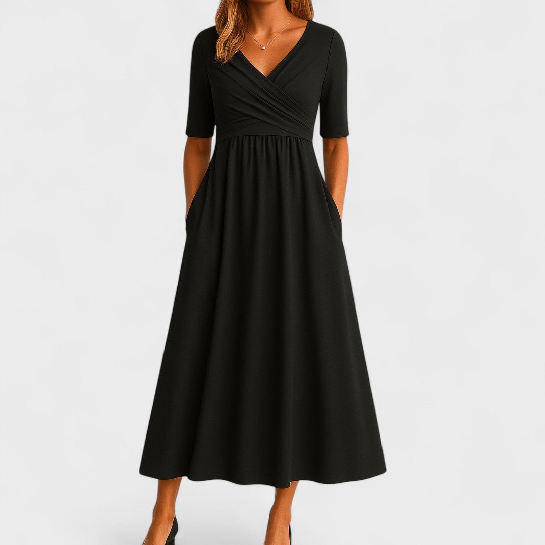 Wrap Bodice Midi Dress