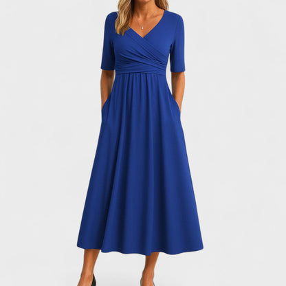 Wrap Bodice Midi Dress