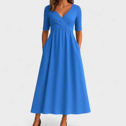 Wrap Bodice Midi Dress
