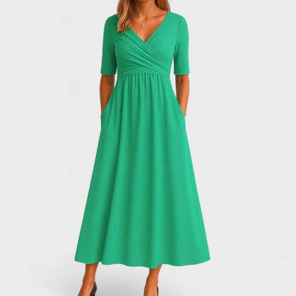 Wrap Bodice Midi Dress