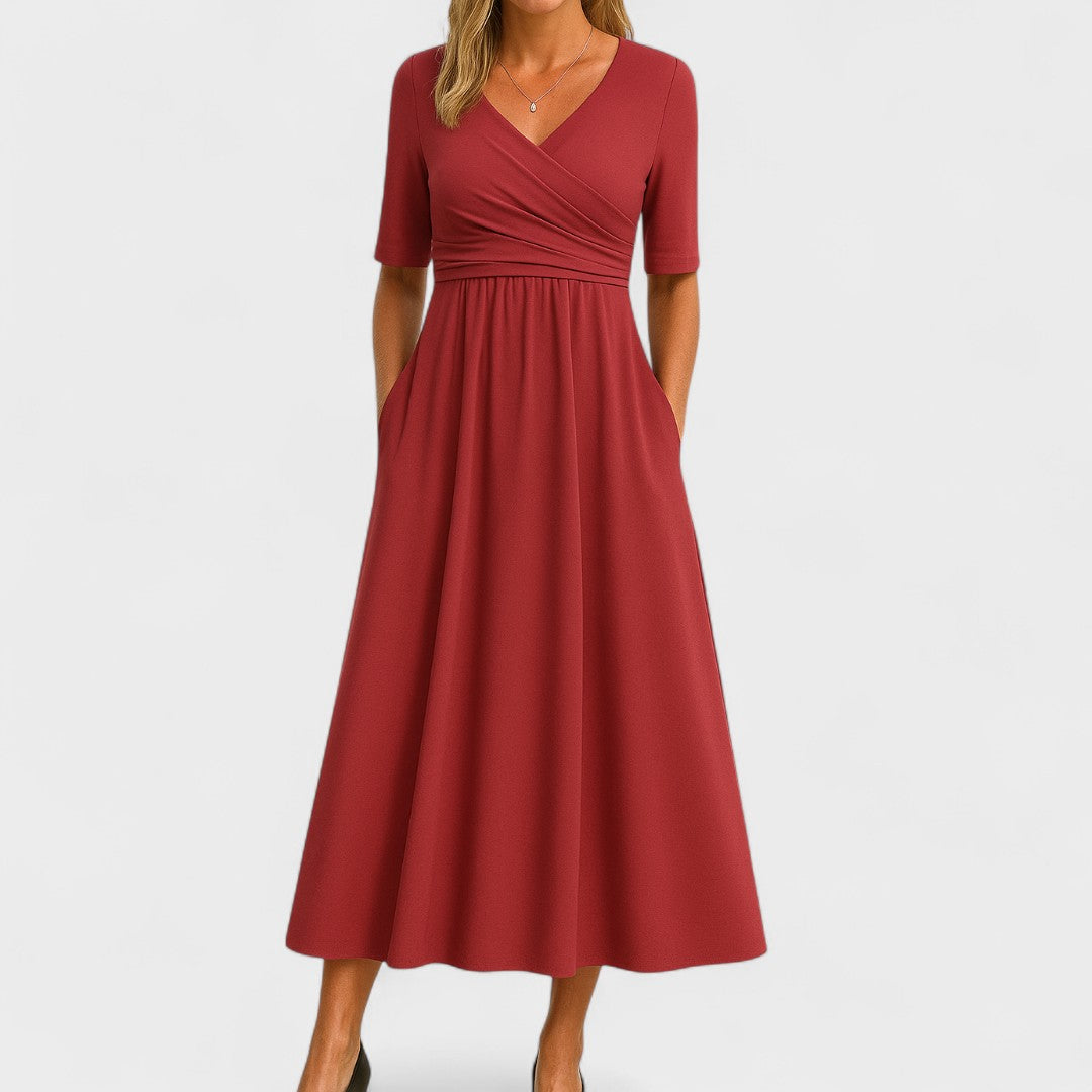 Wrap Bodice Midi Dress