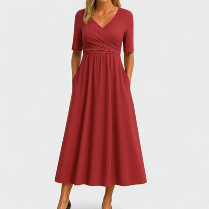 Wrap Bodice Midi Dress