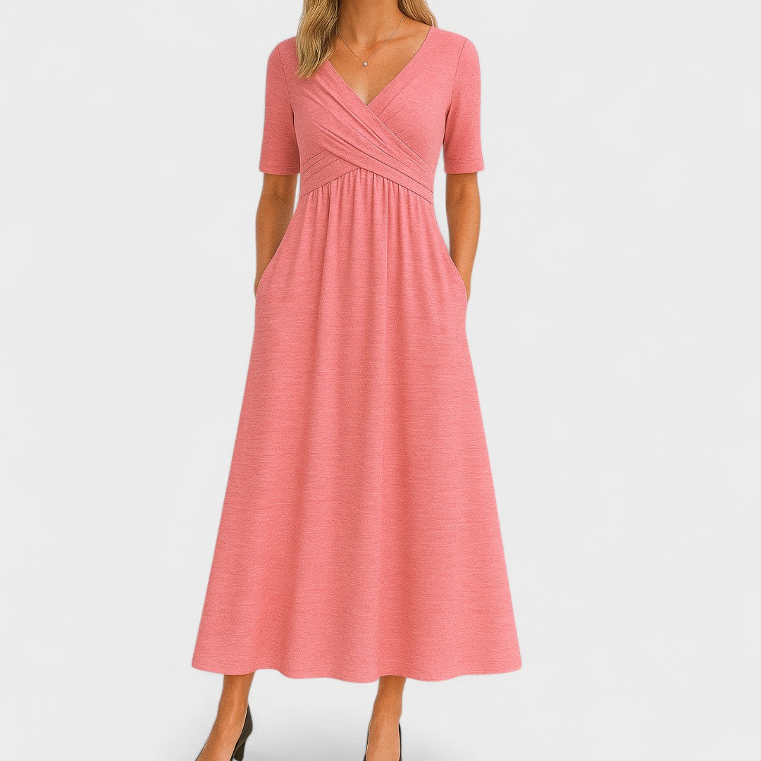 Wrap Bodice Midi Dress