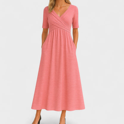 Wrap Bodice Midi Dress