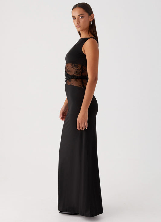 Serena | Women’s Lace Panel Sleeveless Evening Maxi Dress