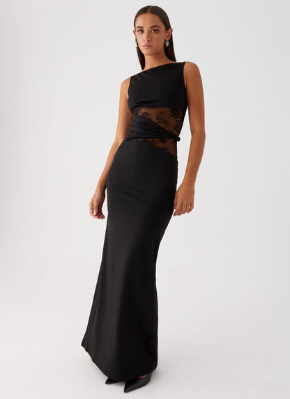 Serena | Women’s Lace Panel Sleeveless Evening Maxi Dress