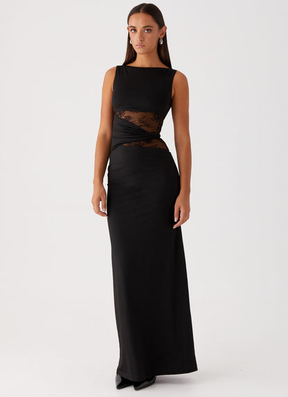 Serena | Women’s Lace Panel Sleeveless Evening Maxi Dress