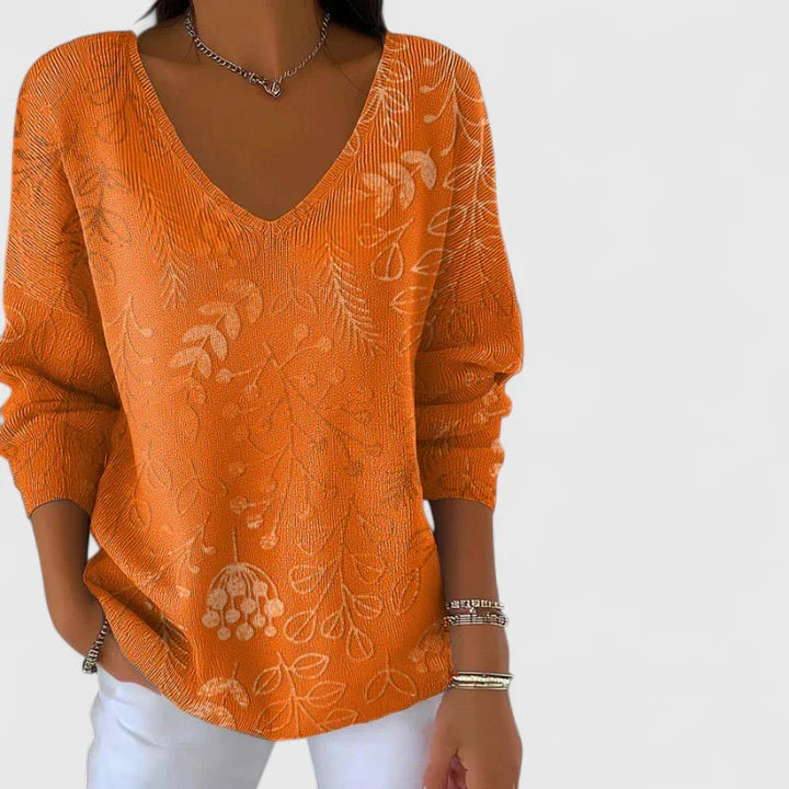 Orelisse | Elrgant V Neck Long Sleeve Blouse