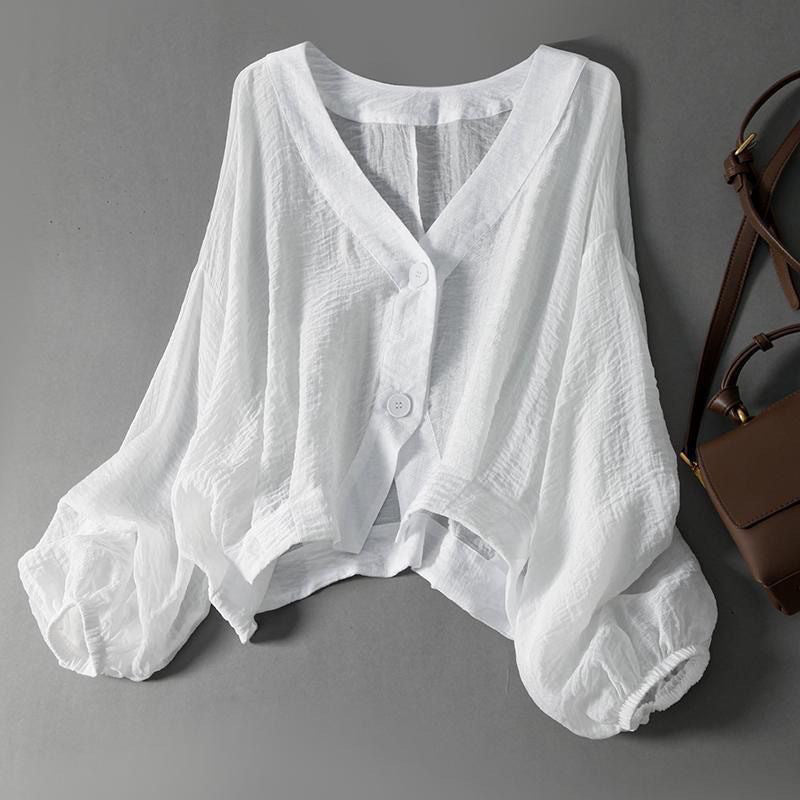 Avery | Relaxed V-Neck Summer Button Top