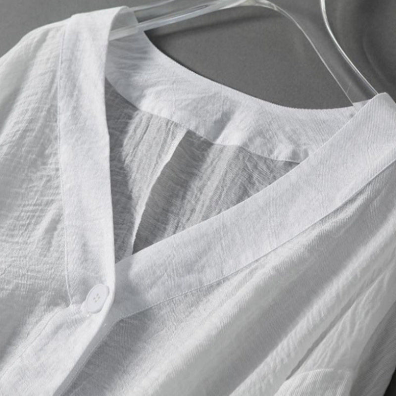Avery | Relaxed V-Neck Summer Button Top