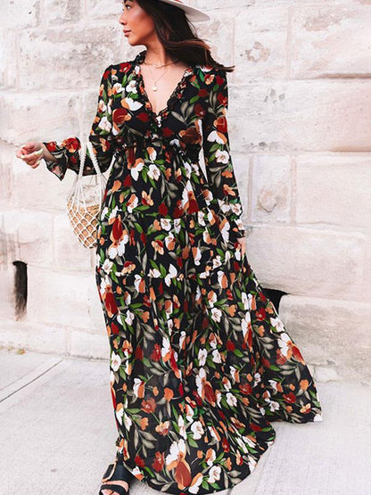 Aurevya | Women’s Bohemian Lace-Detail Maxi Summer Dress