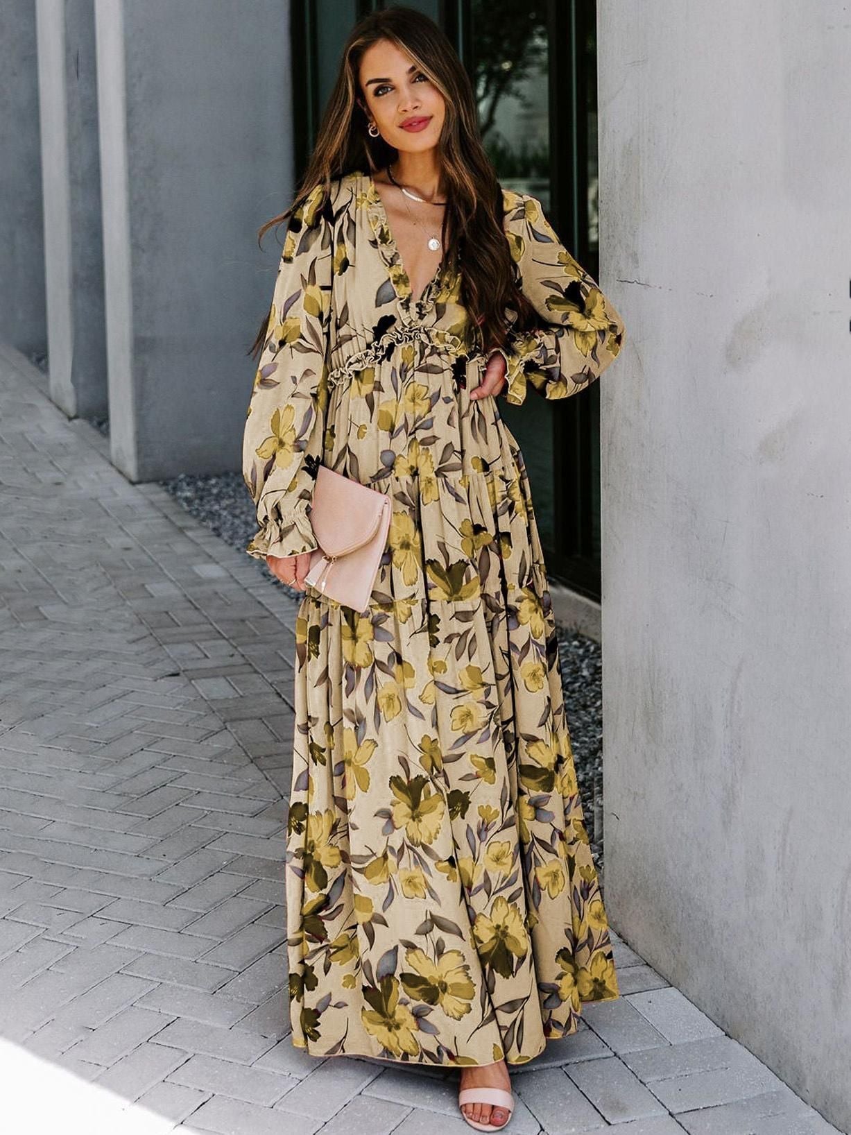 Aurevya | Women’s Bohemian Lace-Detail Maxi Summer Dress