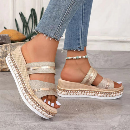 Casey | Platform Summer Slide Sandals with Double Straps