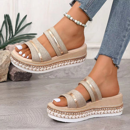 Casey | Platform Summer Slide Sandals with Double Straps