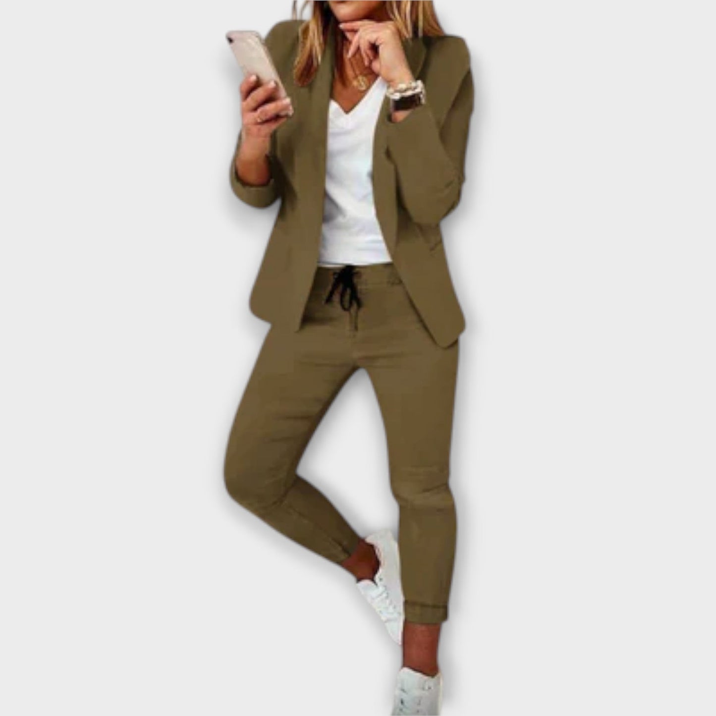 Women’s Tailored Blazer Suit Set – Structured Fit Two Piece Set