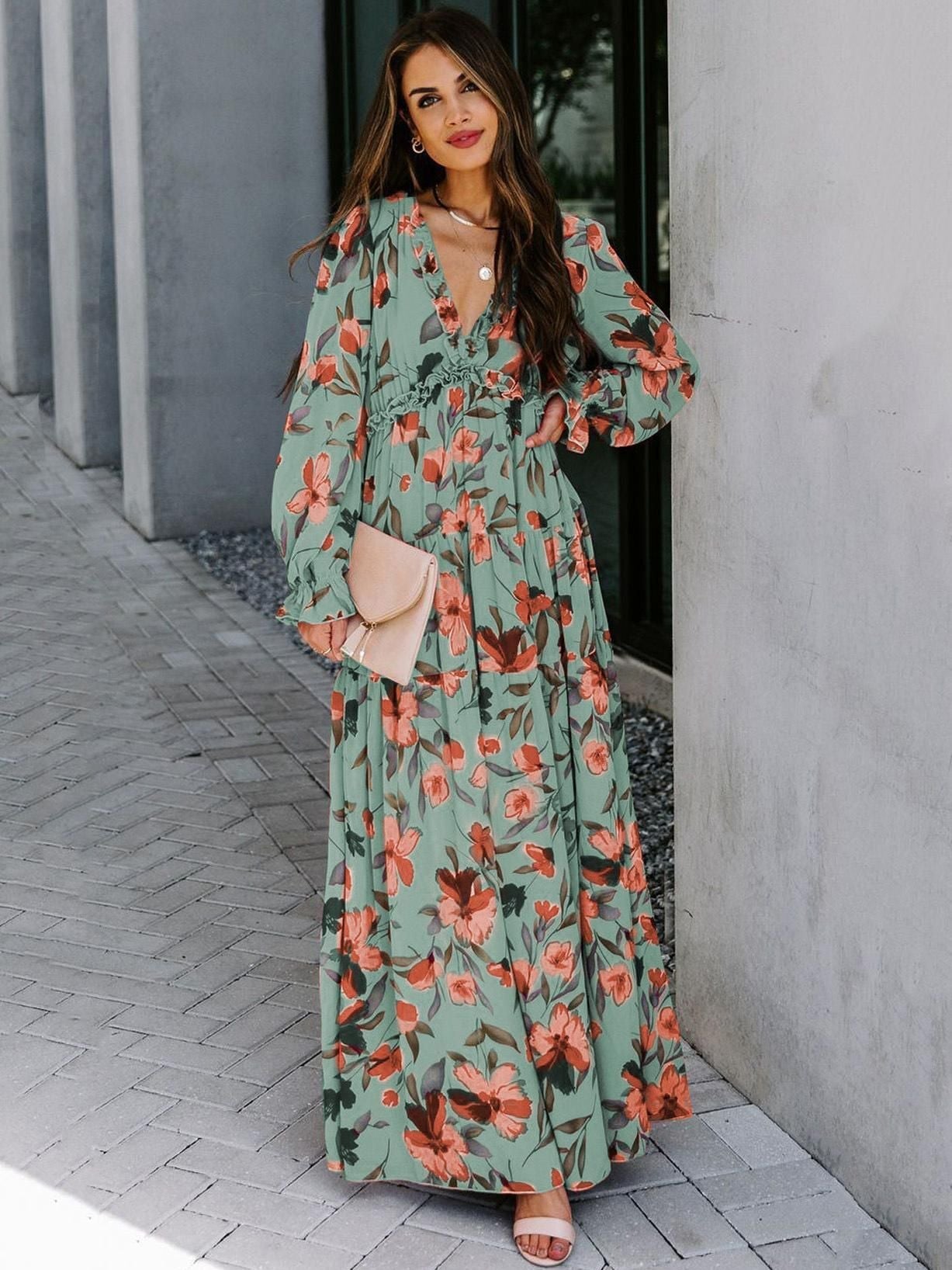 Aurevya | Women’s Bohemian Lace-Detail Maxi Summer Dress