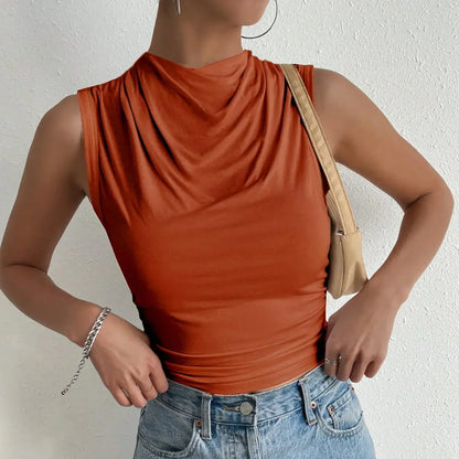 Lioren | Women’s Draped High Neck Sleeveless Top