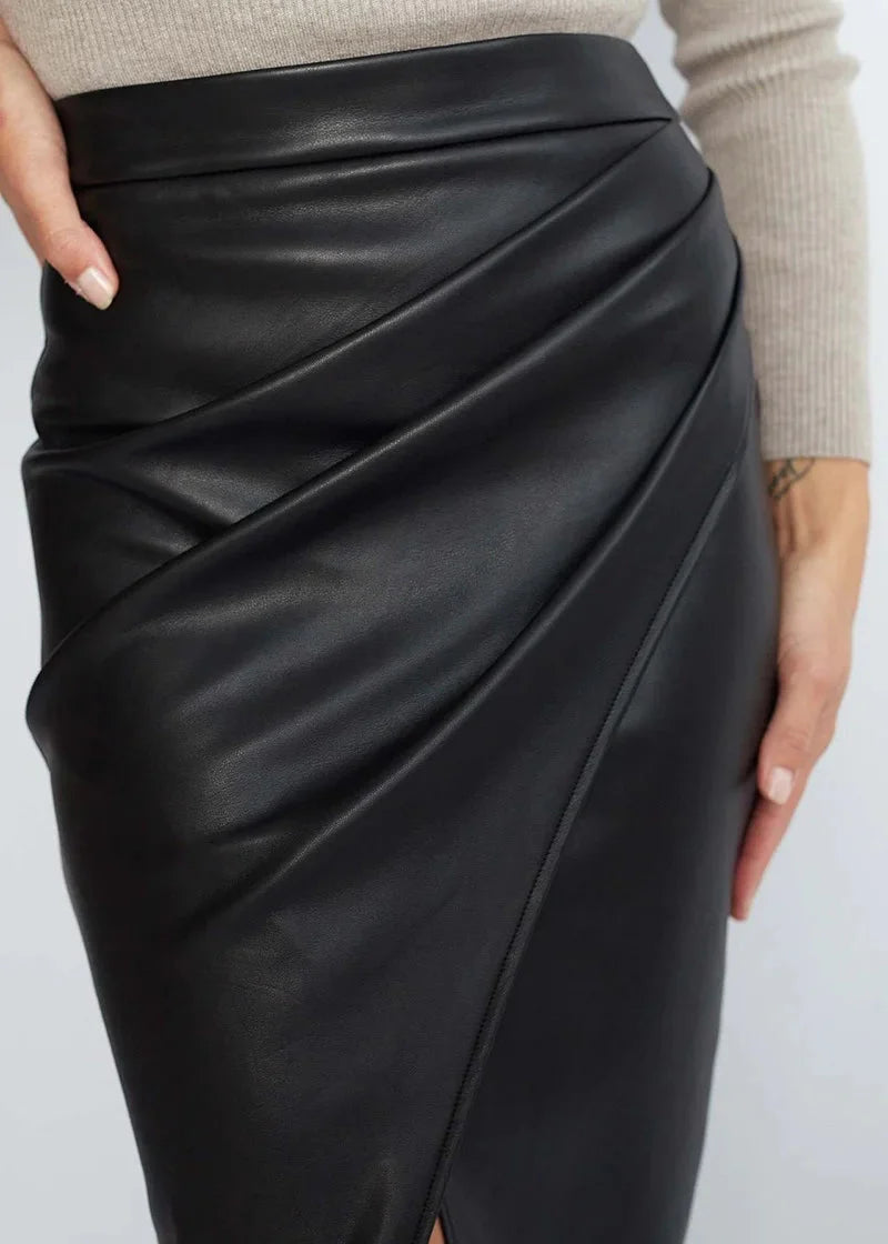 Cirelle | Women’s Draped High Waist Pencil Midi Skirt