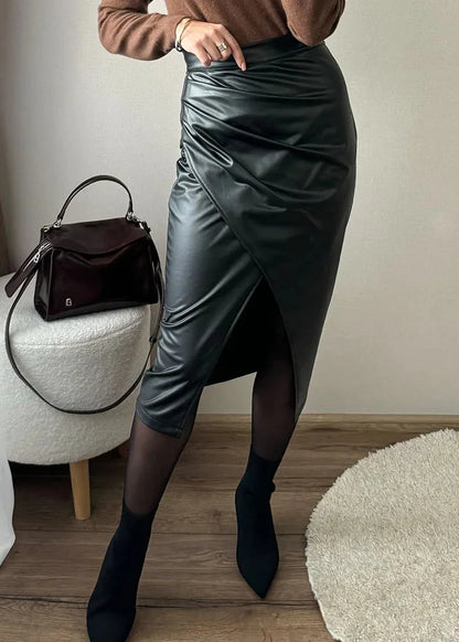 Cirelle | Women’s Draped High Waist Pencil Midi Skirt