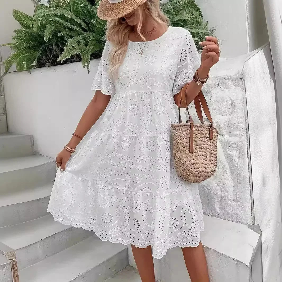 Alverina | Women’s Tiered Short Sleeve Midi Dress