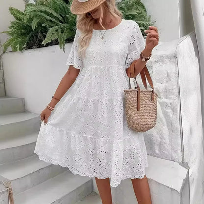 Alverina | Women’s Tiered Short Sleeve Midi Dress