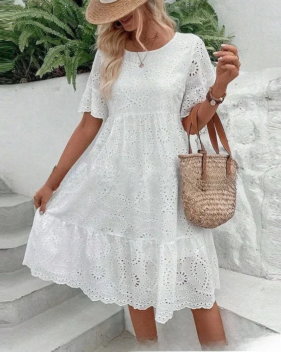 Alverina | Women’s Tiered Short Sleeve Midi Dress