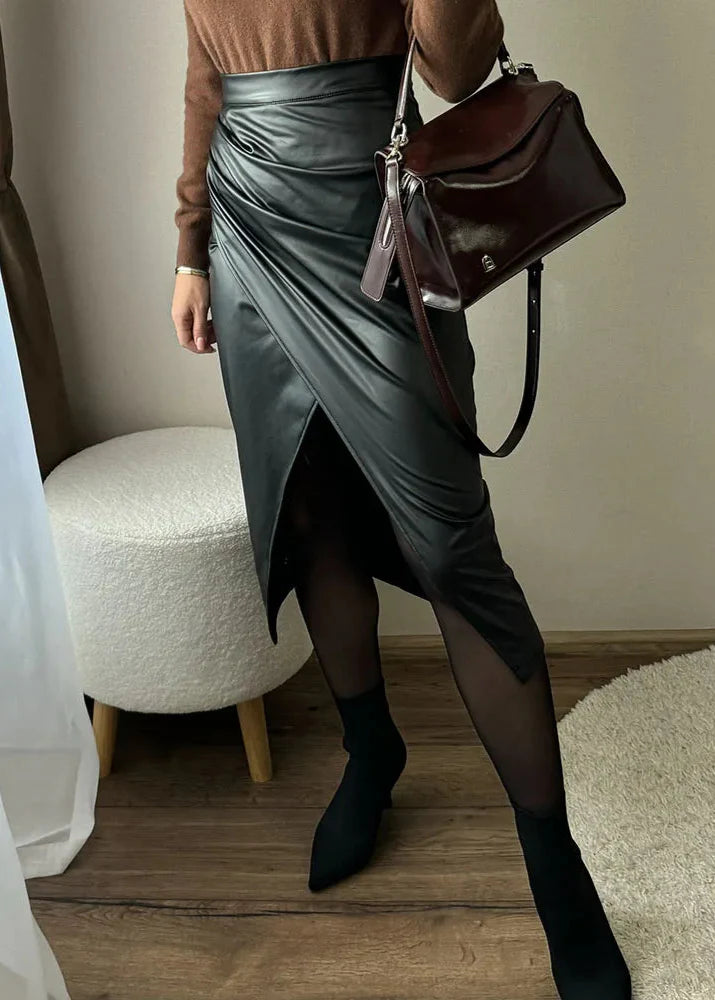 Cirelle | Women’s Draped High Waist Pencil Midi Skirt