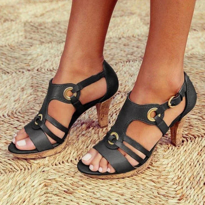 Women’s Heeled Sandals with Cutout Straps