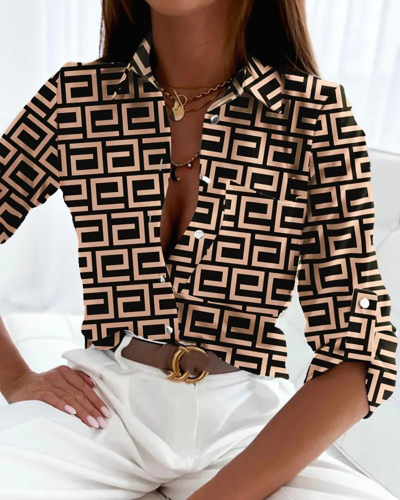 Clarisse | Women’s Striped Button Front Tailored Shirt