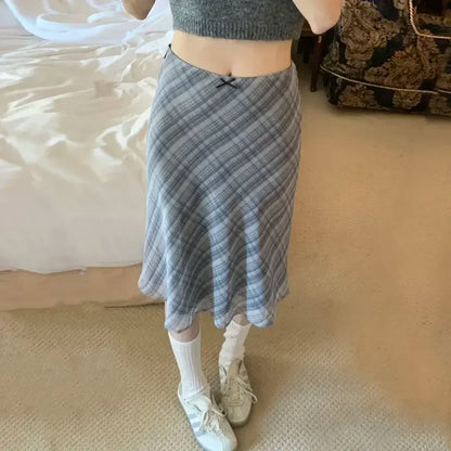 Cirella | Women’s Plaid A-Line Midi Skirt
