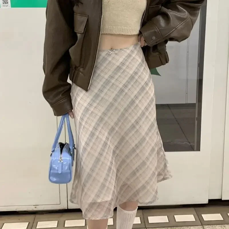 Cirella | Women’s Plaid A-Line Midi Skirt