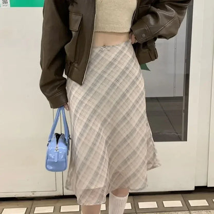 Cirella | Women’s Plaid A-Line Midi Skirt