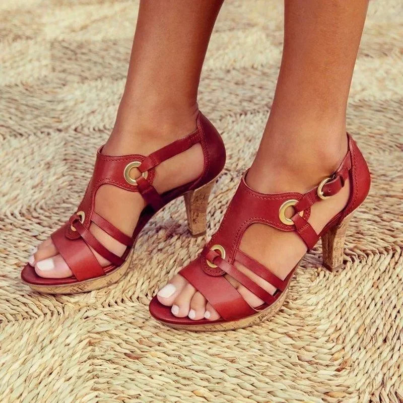 Women’s Heeled Sandals with Cutout Straps